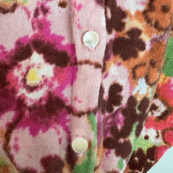 J. Crew Women's Large Floral Print Cotton 3/4 Sleeve Cardigan Sweater Romantic - Picture 4 of 6